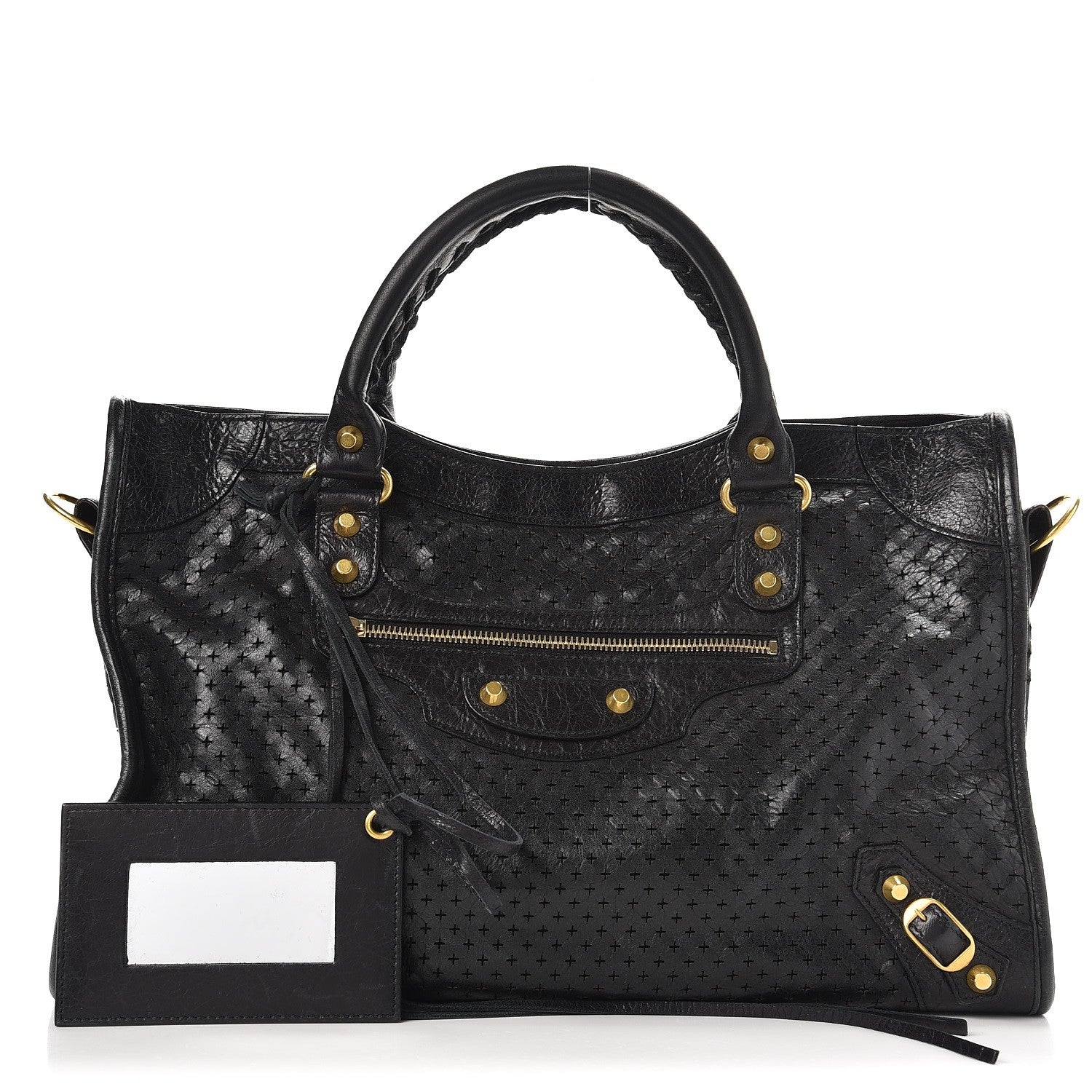 Balenciaga Agneau Laser Cut Cross Classic Gold Hardware City Black 1 of 7