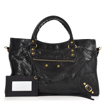 Balenciaga Agneau Laser Cut Cross Classic Gold Hardware City Black 1 of 7