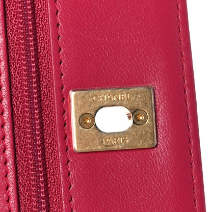 Chanel Lambskin Quilted CC Pearl Crush Wallet on Chain WOC Dark Pink 7 of 11