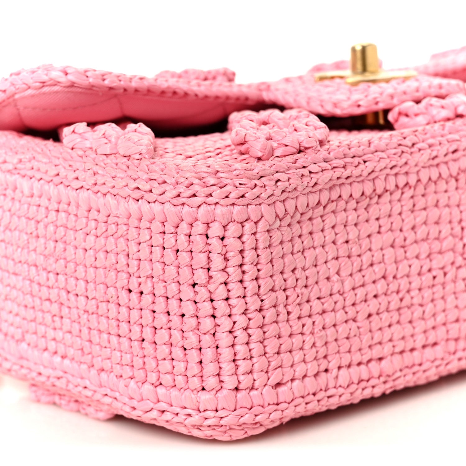 Chanel Raffia Small Dolce Raffia Flap Bag Pink 11 of 13