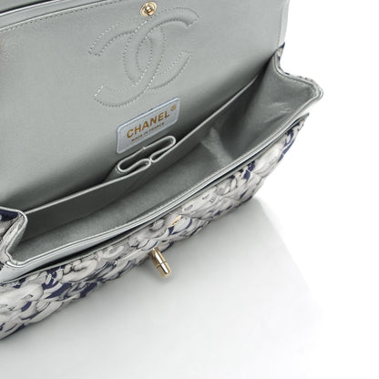 Chanel Nylon Quilted Medium Cat Emoticon Double Flap Navy Grey Ecru 6 of 8