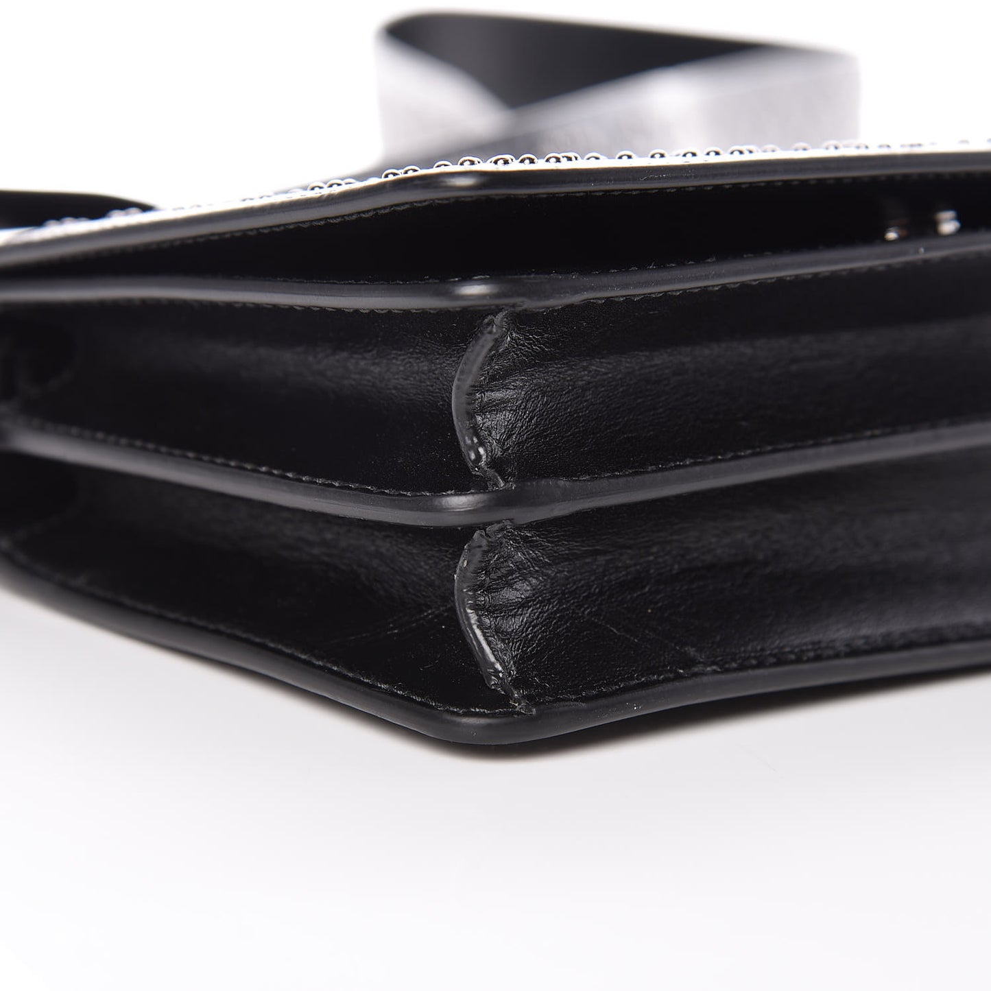Calfskin Arabesque Studded Medium Franca Crossbody Black