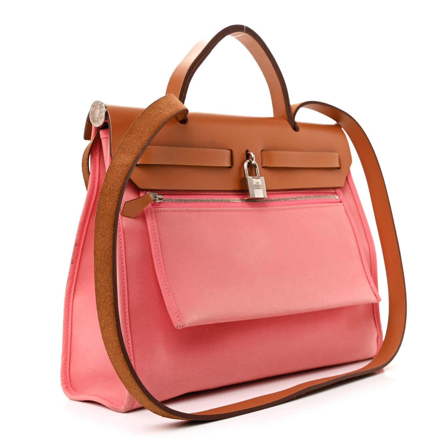 Hermes Vache Hunter Toile Herbag Zip 31 PM Rose Azalee Natural 4 of 15