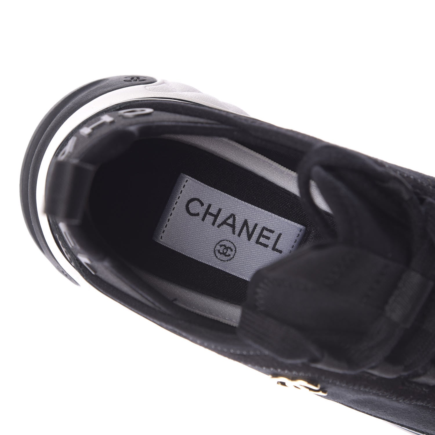 Chanel Velvet Calfskin Mixed Fibers CC Sneakers 37 Black 8 of 11