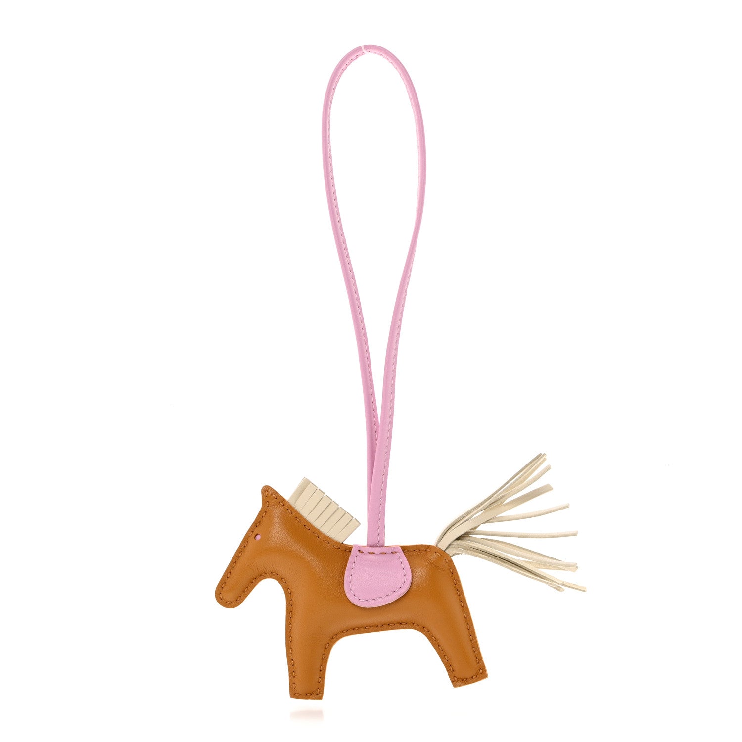 Hermes Milo Lambskin Grigri Rodeo Horse Bag Charm PM Sesame Mauve Sylvestre Craie 1 of 5