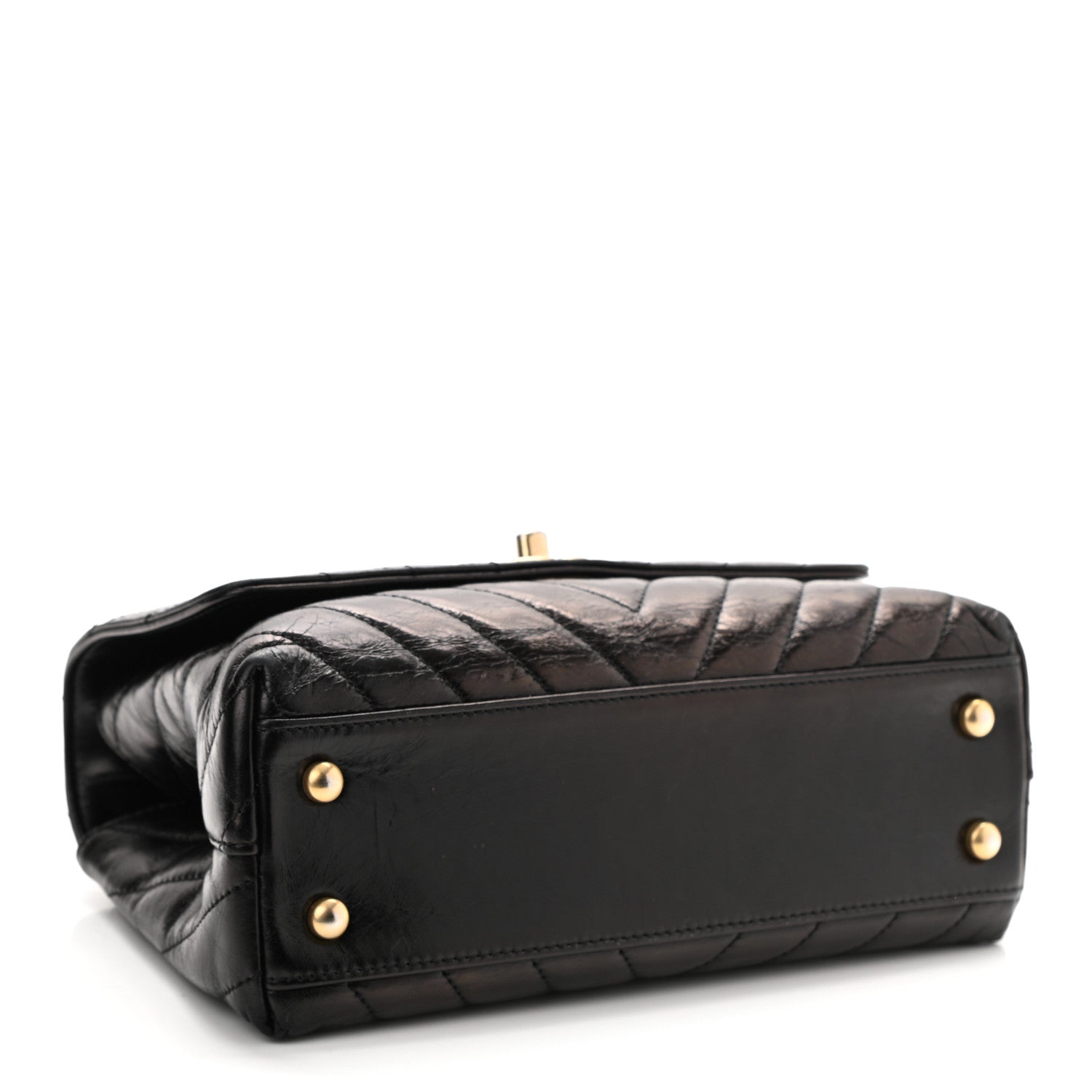 Chanel Aged Calfskin Chevron Quilted Mini Coco Handle Flap Black 4 of 8