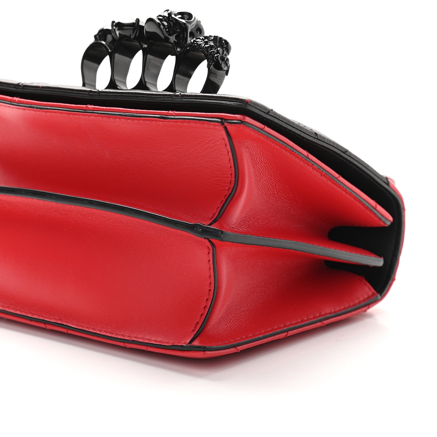 Alexander McQueen Lambskin Quilted Knuckle Shoulder Bag Black Red 8 of 8