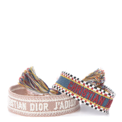 Christian Dior Woven Cotton J'Adior Friendship Bracelet Set Blue Nude 1 of 5