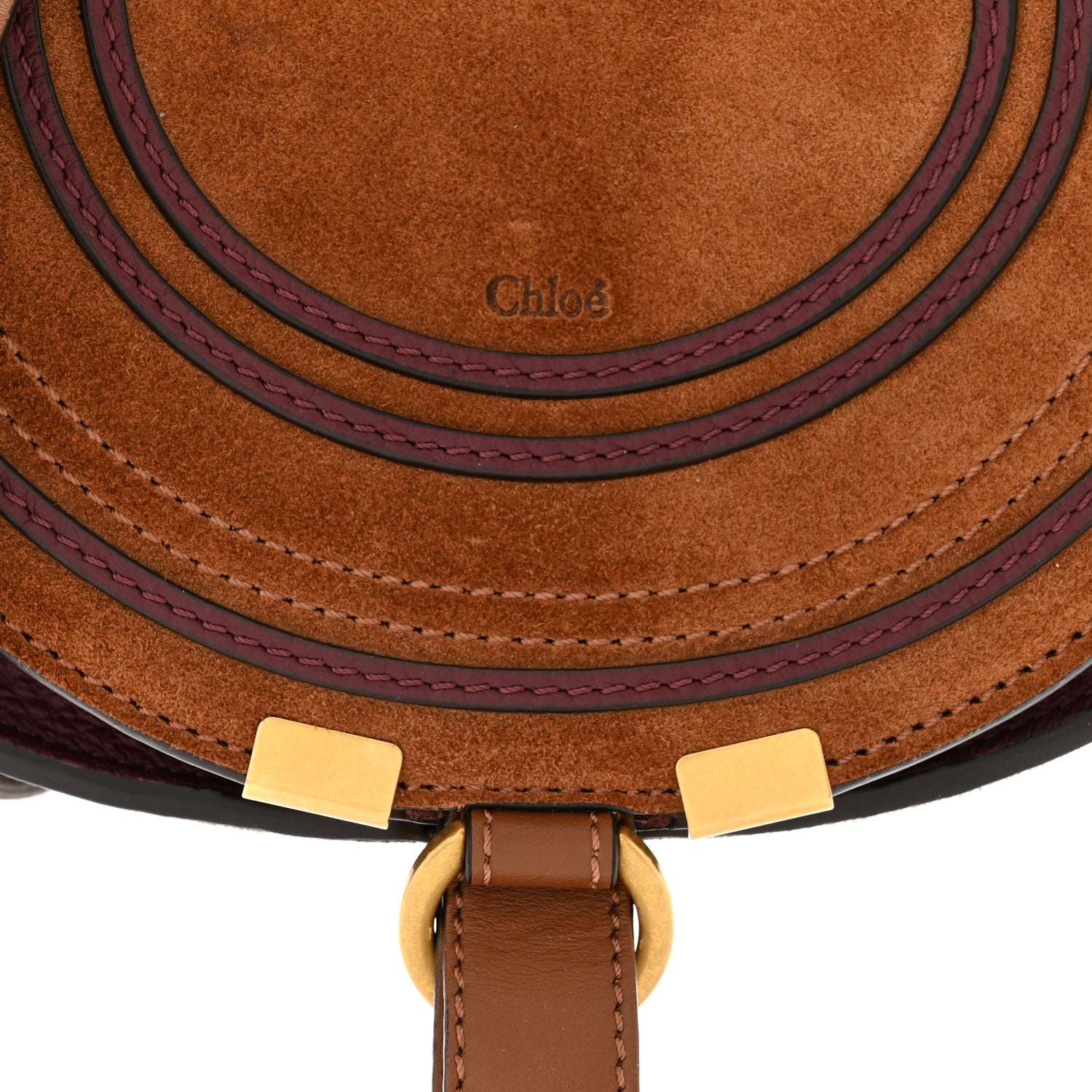 Chloe Suede Calfskin Mini Marcie Round Crossbody Bag Tan 8 of 10