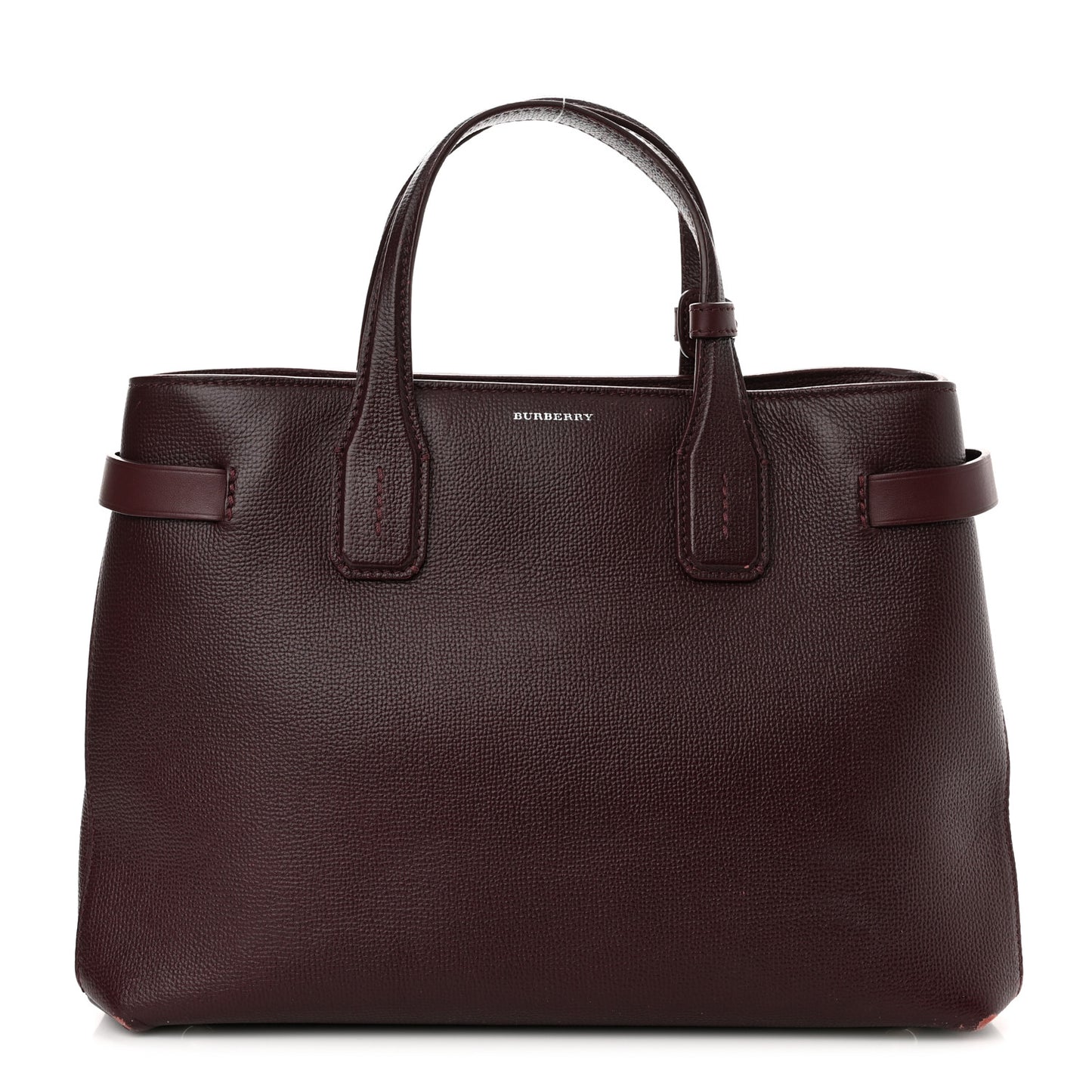 Grainy Calfskin House Check Medium Banner Tote Mahogany Red