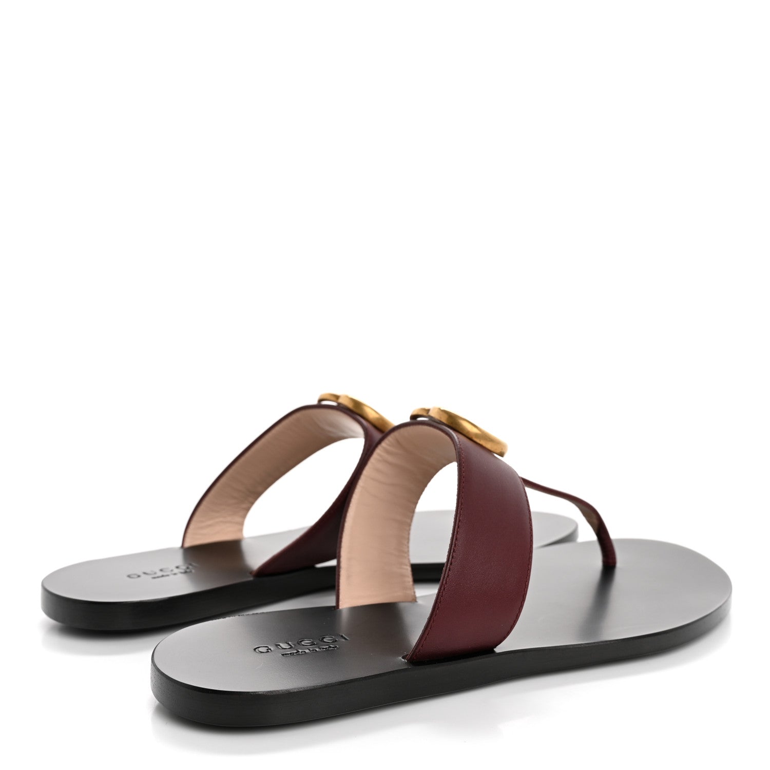 Gucci Calfskin GG Marmont Thong Sandals 36 Vintage Bordeaux 5 of 10