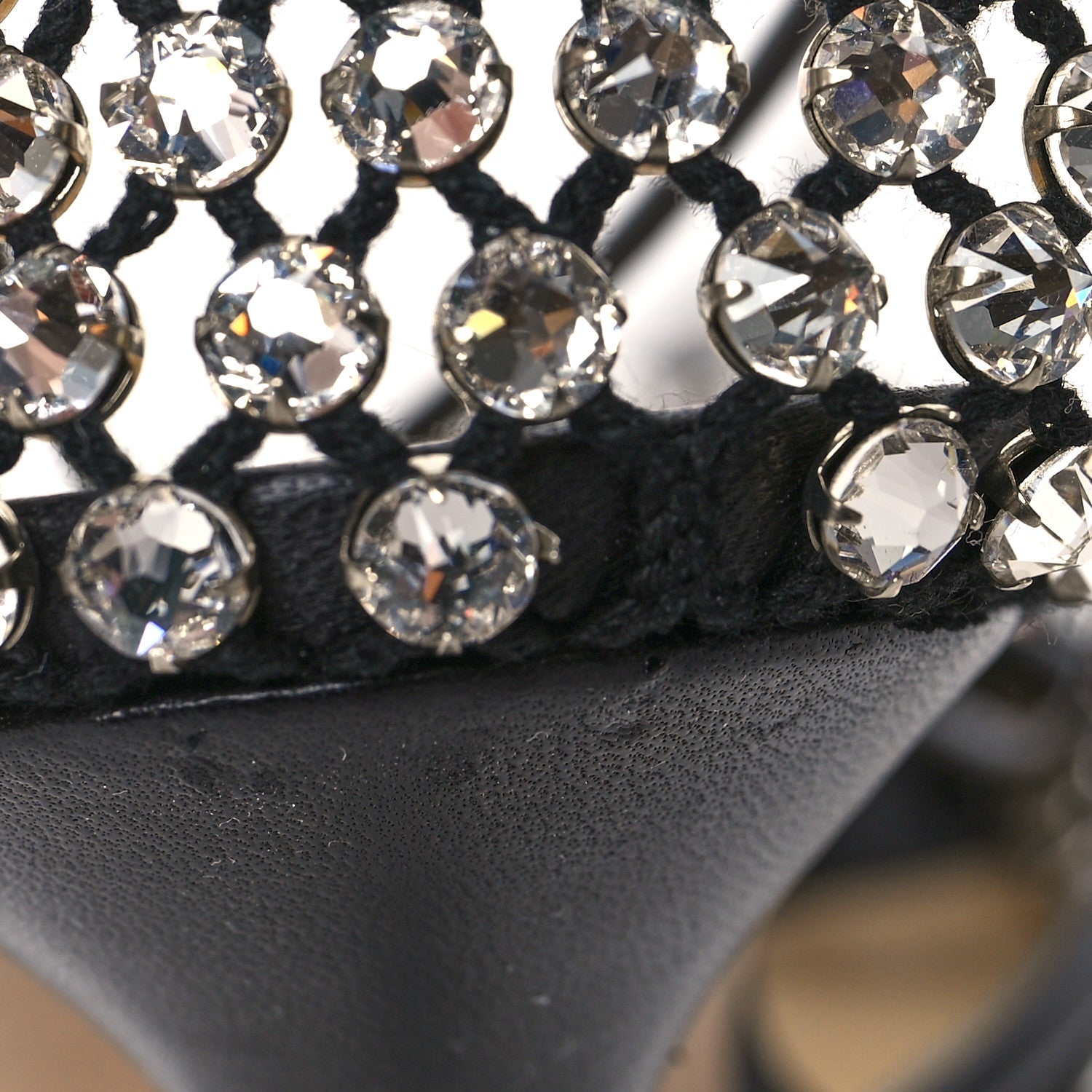 Bottega Veneta Mesh Nappa Crystal Embellished Sparkle Stretch Ankle Tie Sandals 38 Black 8 of 9
