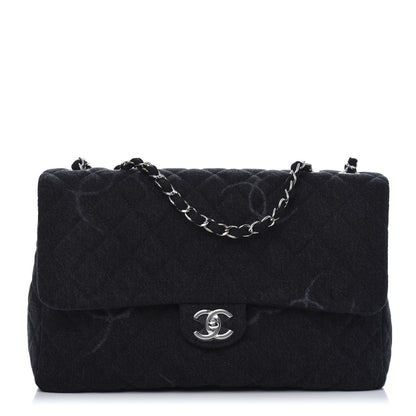 Chanel Denim Quilted CC Print Jumbo Single Flap Black 1 of 11