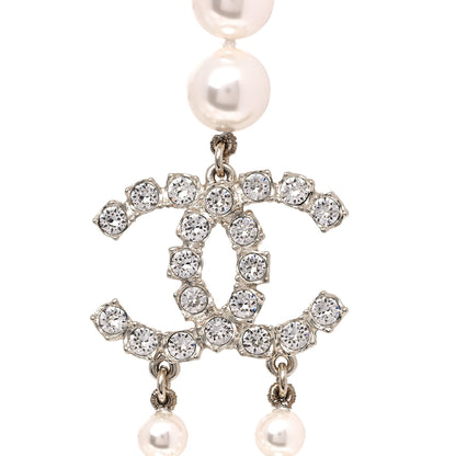 Chanel Pearl Crystal Long CC Logo Necklace Gold 11 of 15