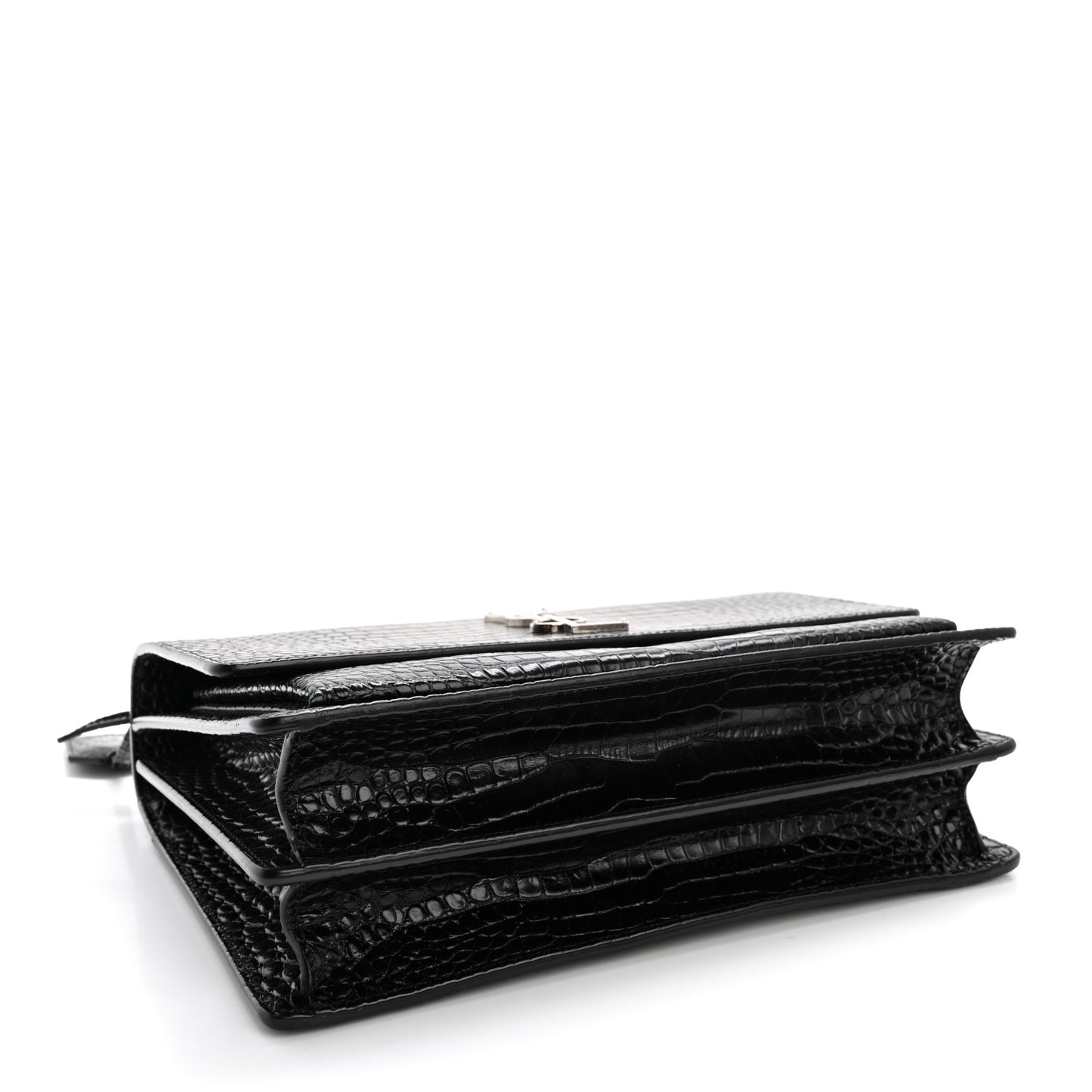 Calfskin Crocodile Embossed Large Monogram Sunset Black
