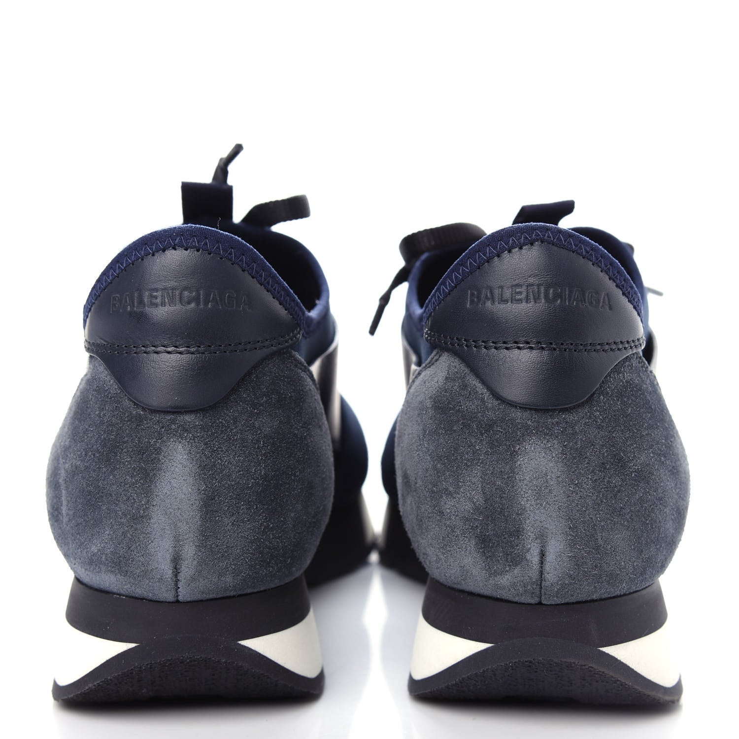 Balenciaga Mesh Calfskin Neoprene Suede Womens Race Runner Sneakers 40 Bleu Nuit 7 of 11