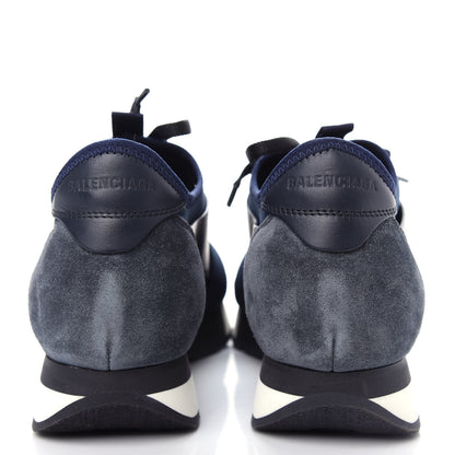 Balenciaga Mesh Calfskin Neoprene Suede Womens Race Runner Sneakers 40 Bleu Nuit 7 of 11