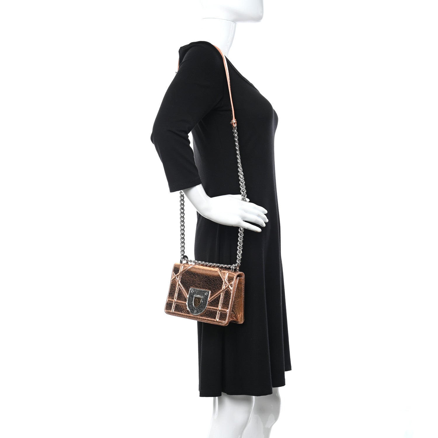Christian Dior Ceramic Effect Deerskin Diorama Club Bag Gold 2 of 10