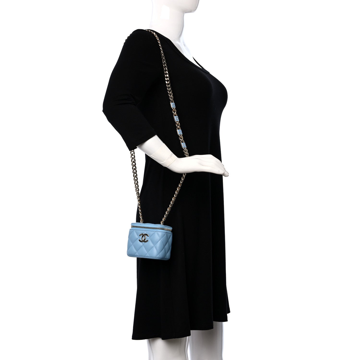 Chanel Lambskin Quilted Enamel Coco Mini Vanity Case With Chain Blue 2 of 10