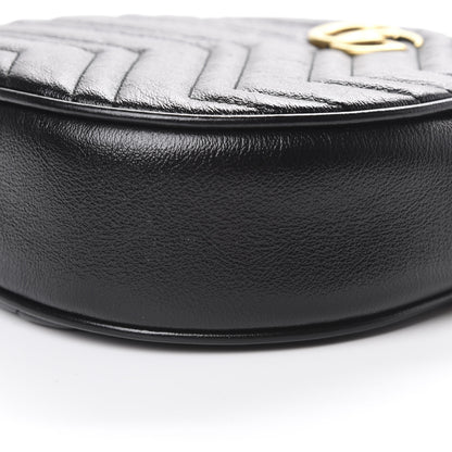 Gucci Azalea Calfskin Matelasse Heart Mini GG Marmont Round Shoulder Bag Black 9 of 9
