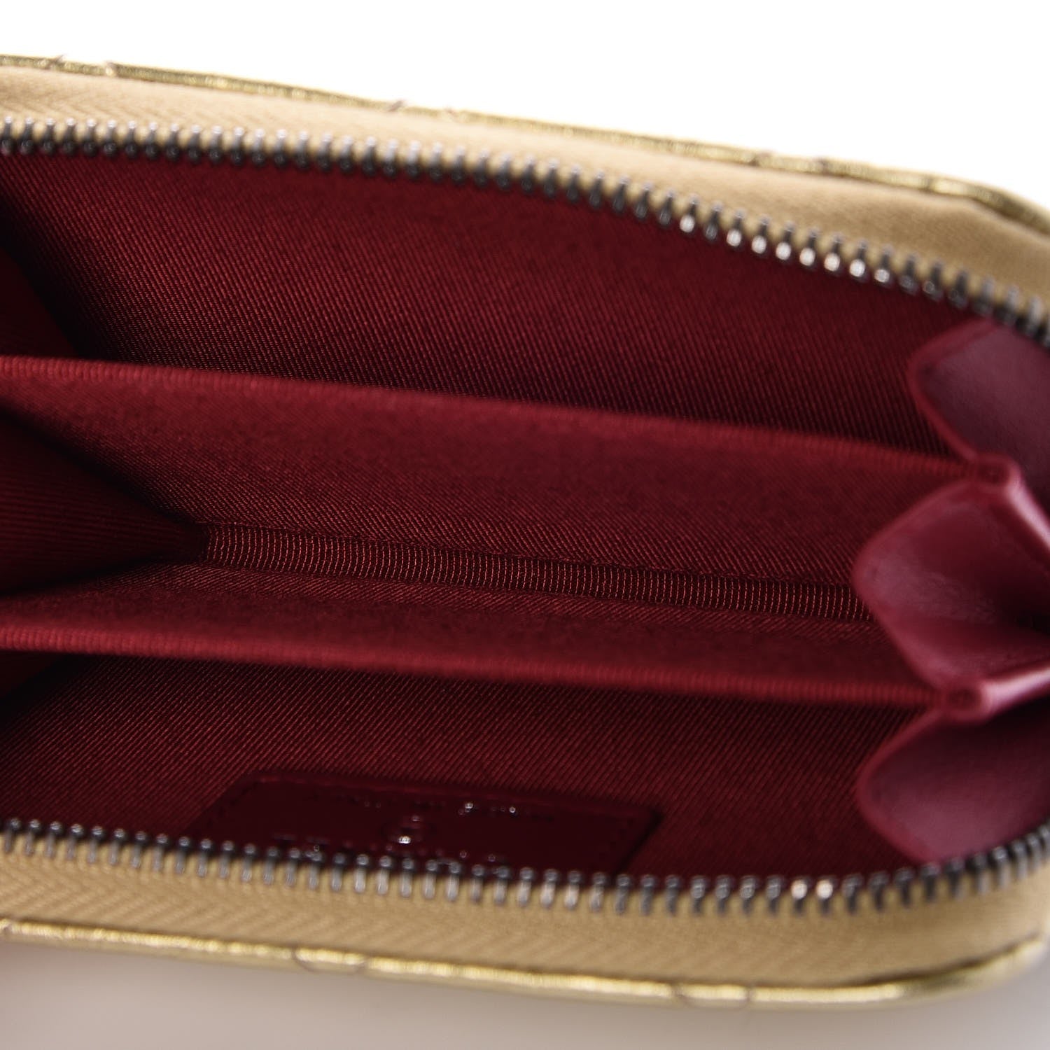 Chanel Aged Calfskin Quilted Gabrielle Zip Around Coin Purse Wallet Gold 5 of 8