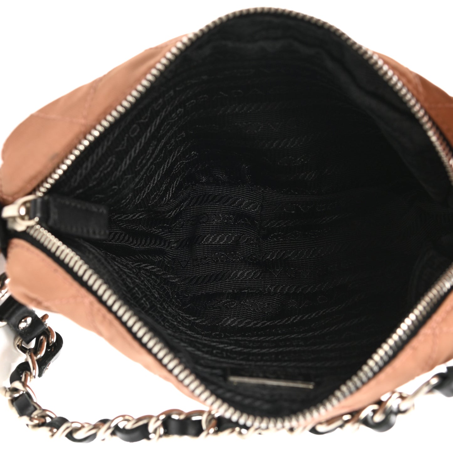 Tessuto Nylon Saffiano Impunturato Quilted Pochette Cammello Black