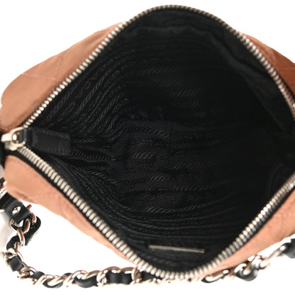 Prada Tessuto Nylon Saffiano Impunturato Quilted Pochette Cammello Black 5 of 8