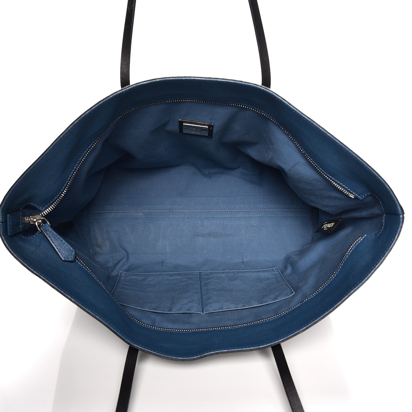 Vitello Elite Cuoio Monster Buggies Medium Roll Tote Black Multicolor Blue Cobalto