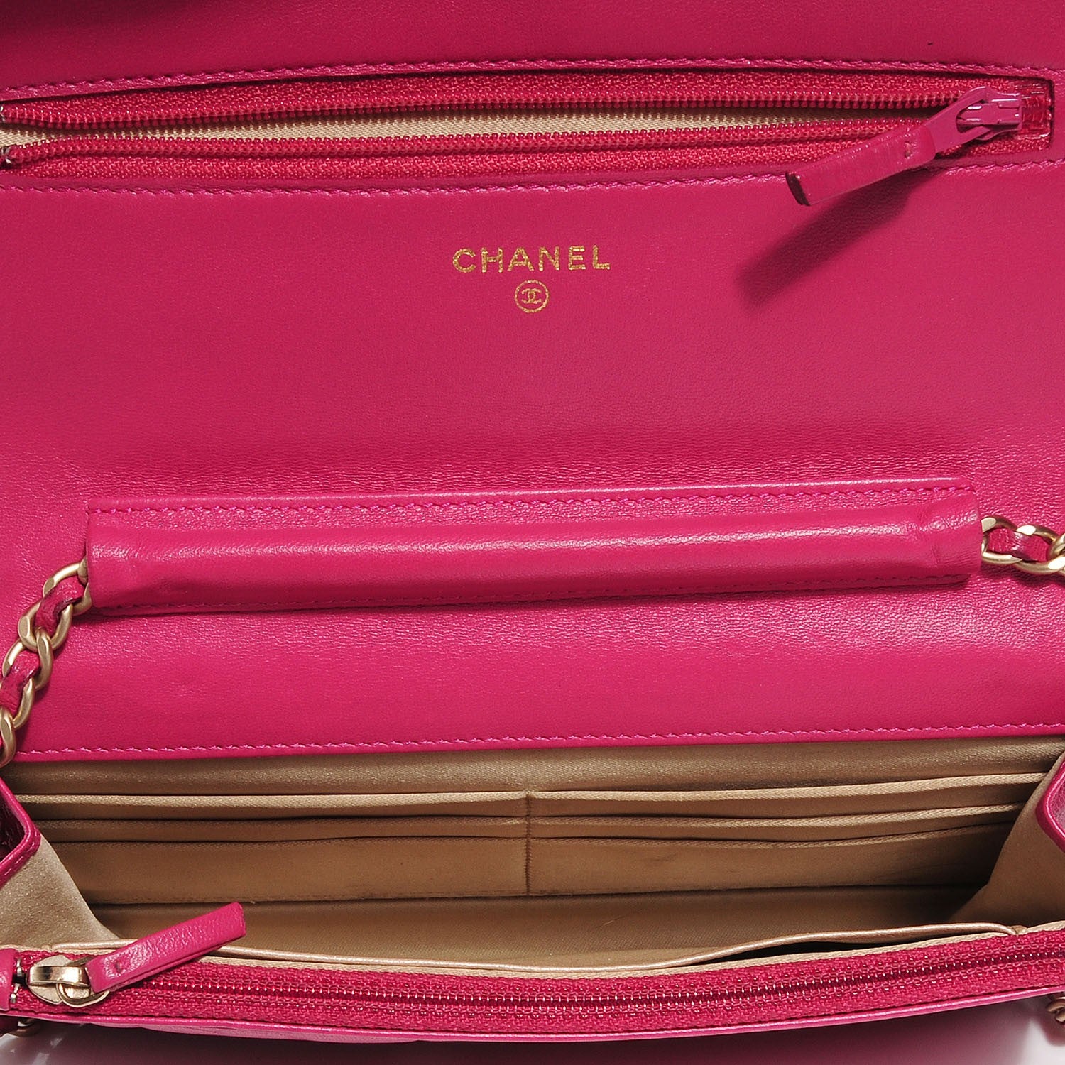 Chanel Lambskin Camellia Wallet on Chain WOC Dark Pink 6 of 8
