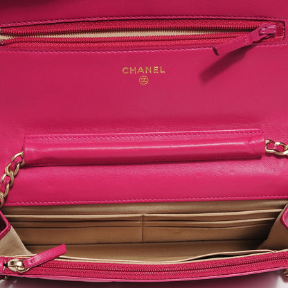 Chanel Lambskin Camellia Wallet on Chain WOC Dark Pink 6 of 8