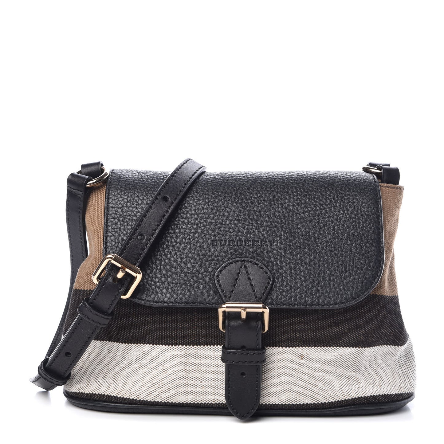 Mega Check Grainy Calfskin Small Gowan Messenger Bag Black