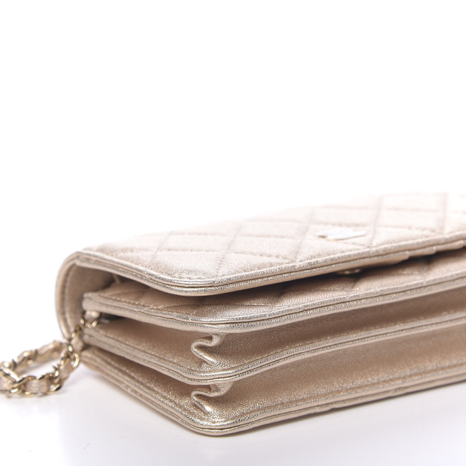 Chanel Metallic Lambskin Quilted Mini Wallet On Chain WOC Gold 8 of 11