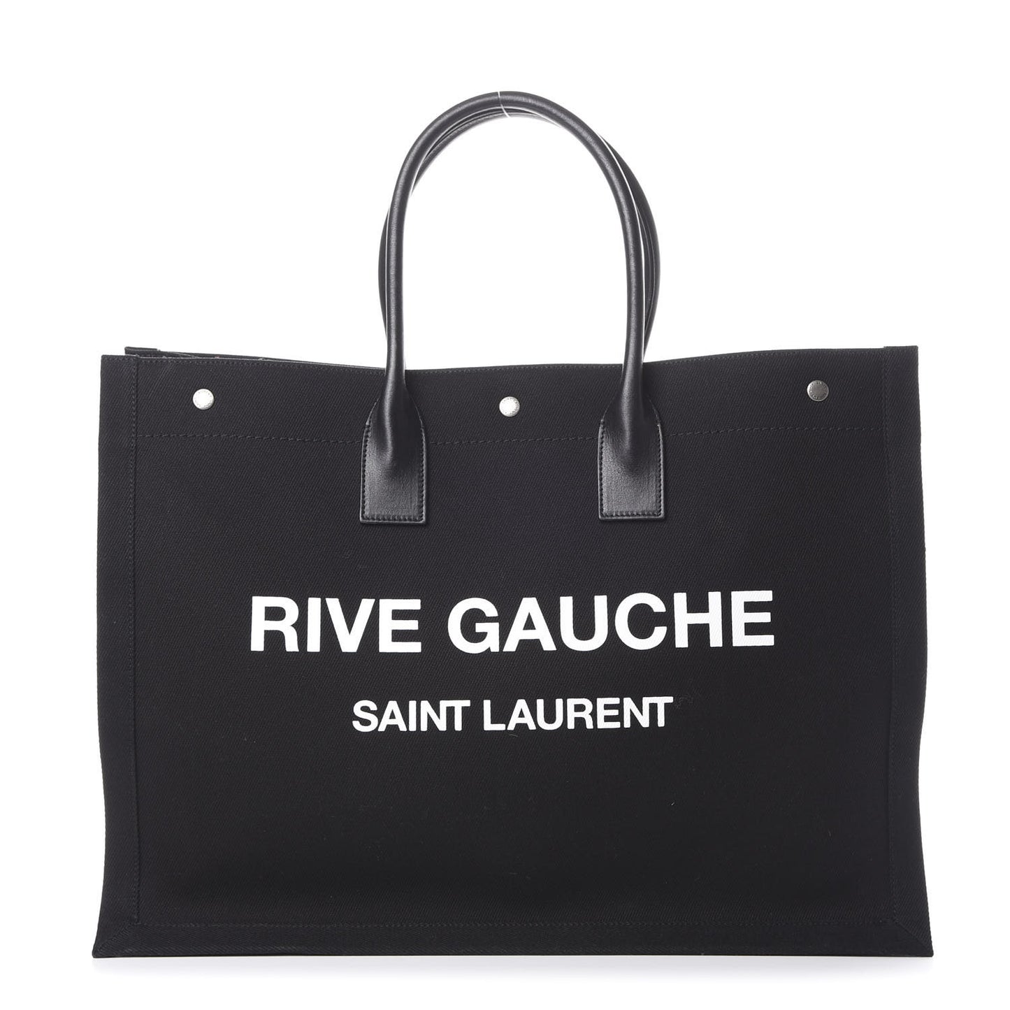 Linen Calfskin Rive Gauche Tote Black