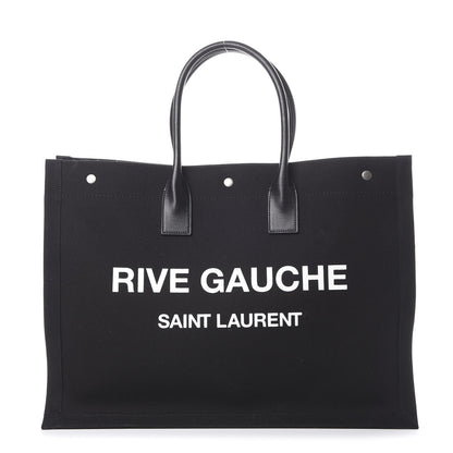 Saint Laurent Linen Calfskin Rive Gauche Tote Black 1 of 9