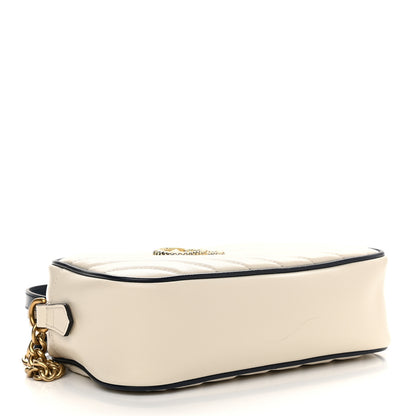 Gucci Vintage Effect Calfskin Matelasse Diagonal Small Torchon GG Marmont Chain Shoulder Bag Mystic White Blue Agata 4 of 9