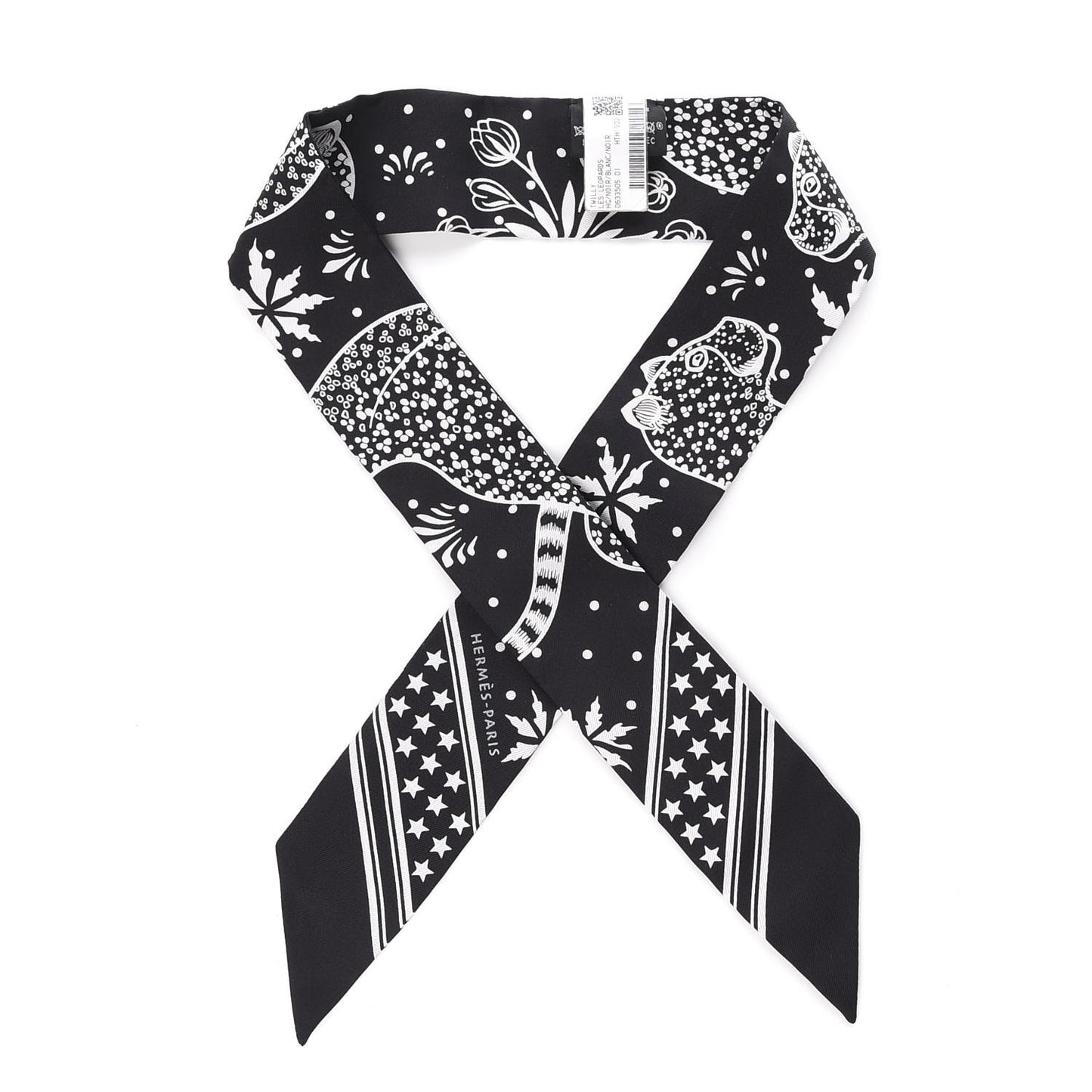 Silk Les Leopards Twilly Black White