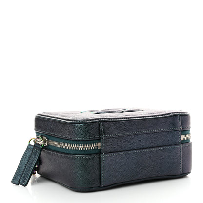 Chanel Iridescent Caviar Quilted Small CC Filigree Vanity Case Dark Turquoise 4 of 11