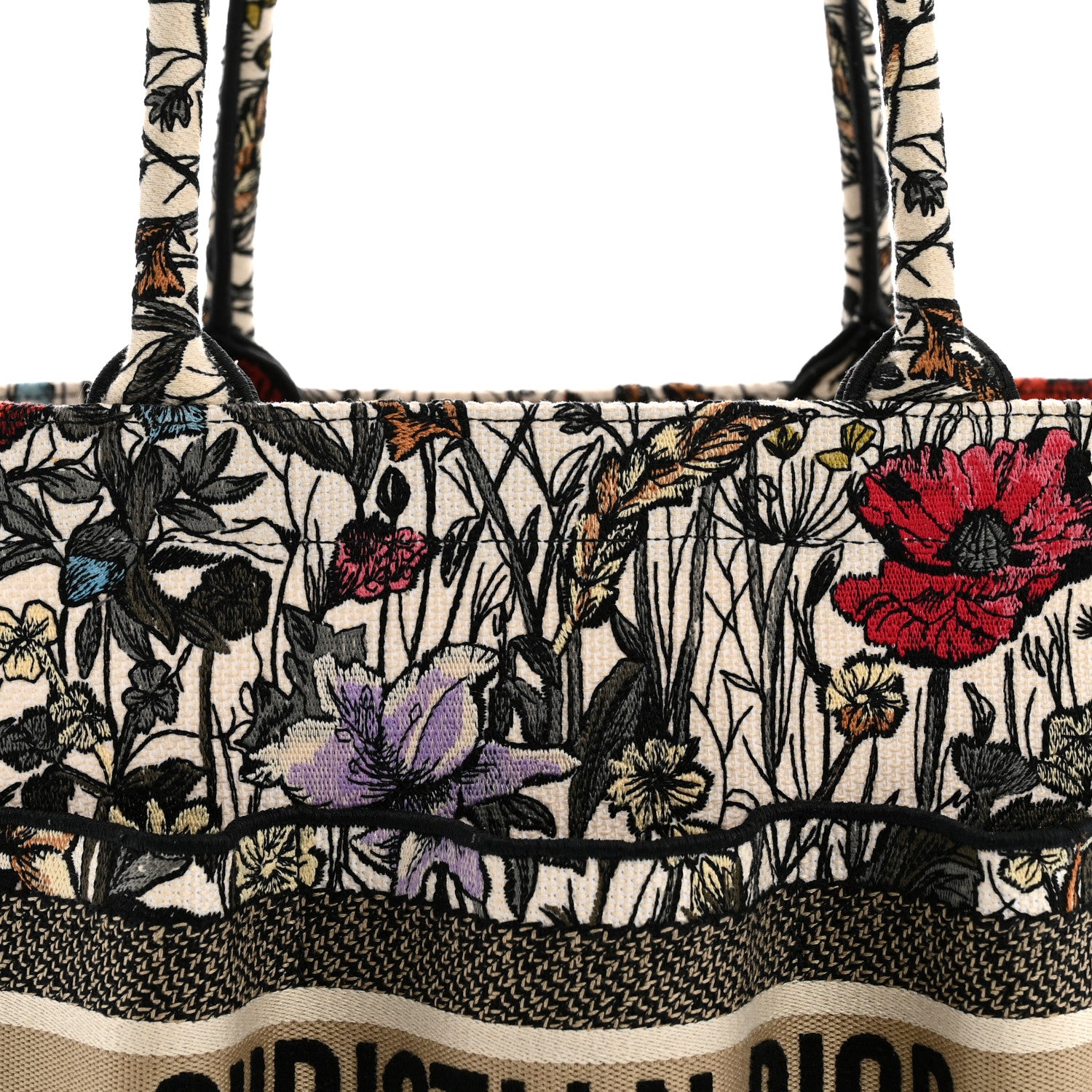 Christian Dior Canvas Embroidered Mille Fleurs Catherine Tote Multicolor 8 of 13
