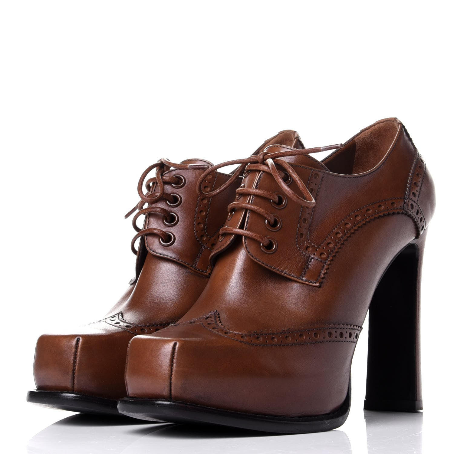 Louis Vuitton Calfskin Lace Up Pumps 39 Brown 3 of 10