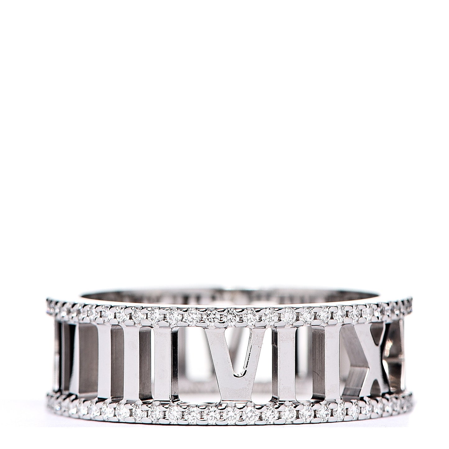 18K White Gold Diamond Atlas Open Pave Ring 56 7.5