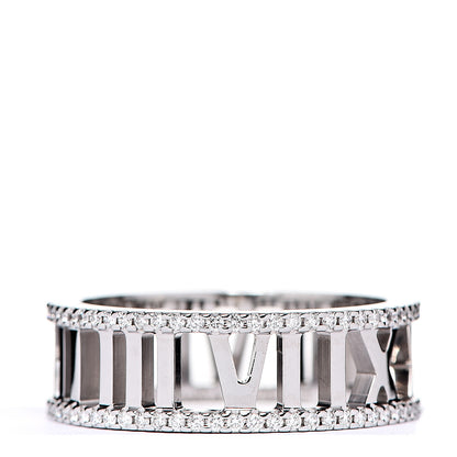 Tiffany 18K White Gold Diamond Atlas Open Pave Ring 56 7.5 1 of 4