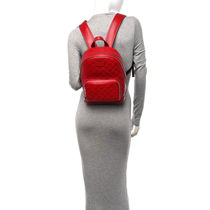 Gucci Guccissima Signature Small Day Backpack Hibiscus Red 2 of 10