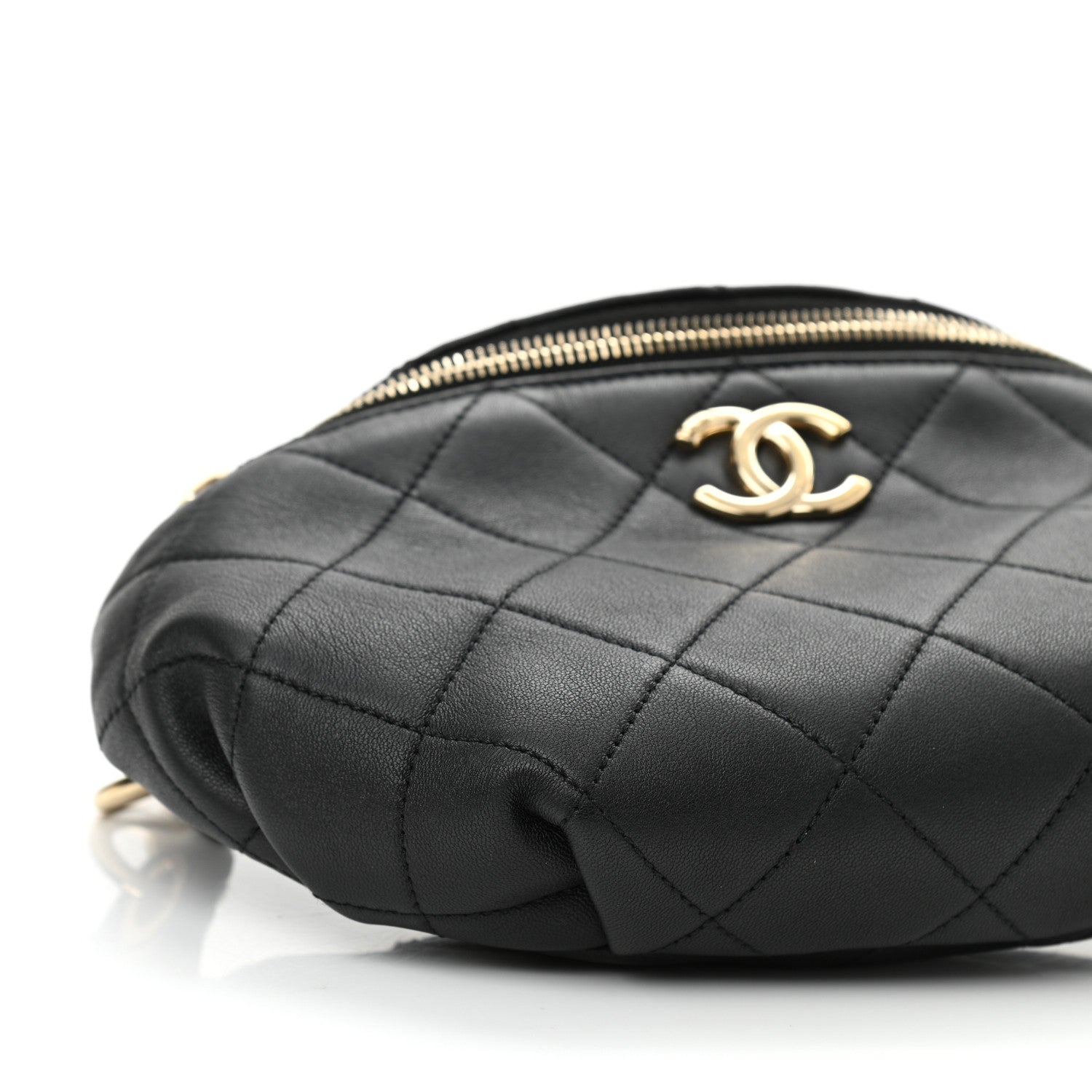 Chanel Lambskin Quilted Resin Bi-Color Waist Bag Fanny Pack Black 9 of 11
