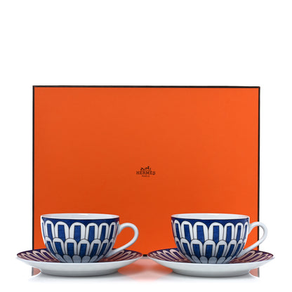 Hermes Porcelain Bleus d'Ailleurs Tea Cup And Saucer Set Of 2 10 of 10