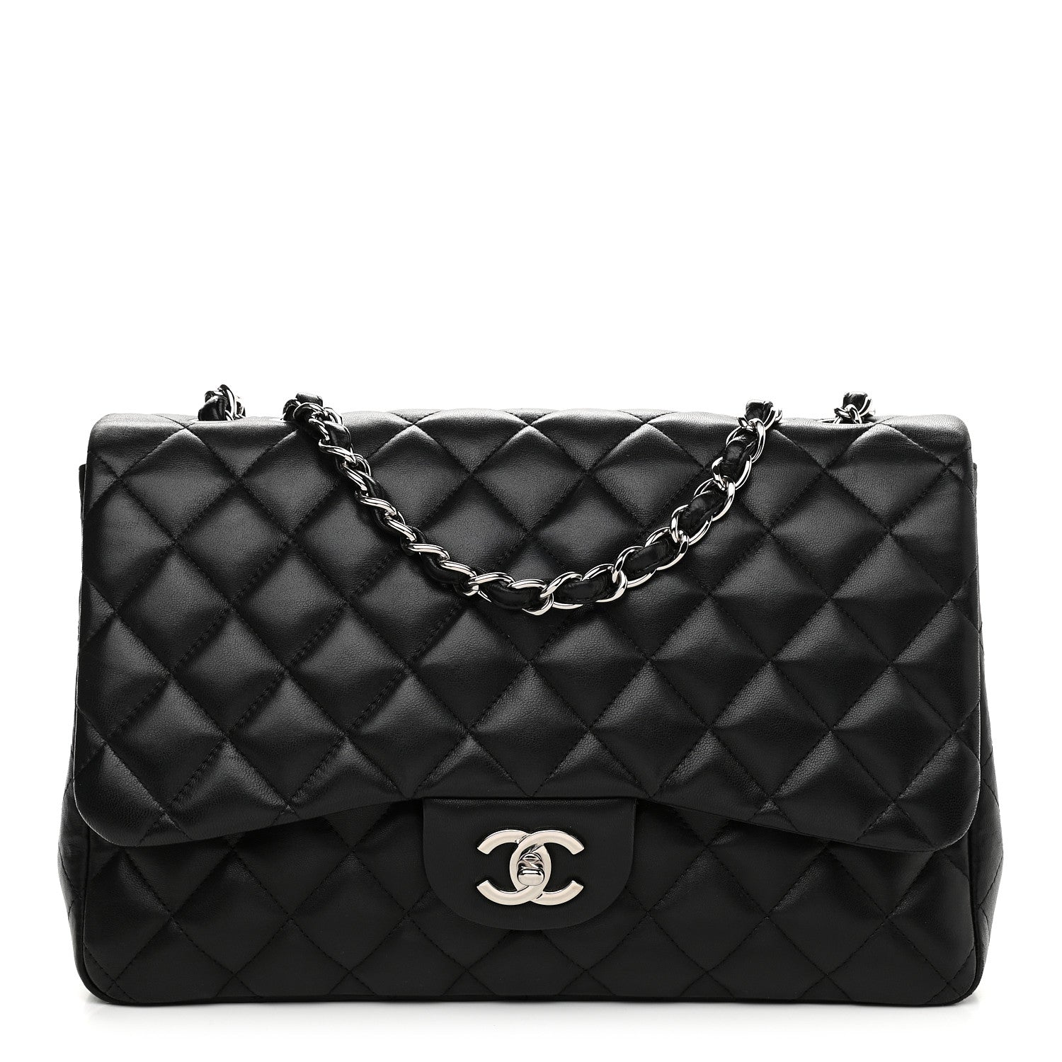 Chanel Lambskin Quilted Jumbo Single Flap Black 1 of 9