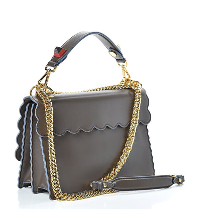Fendi Vitello Liberty Scalloped Studded Kan I Shoulder Bag Carbone 2 of 11