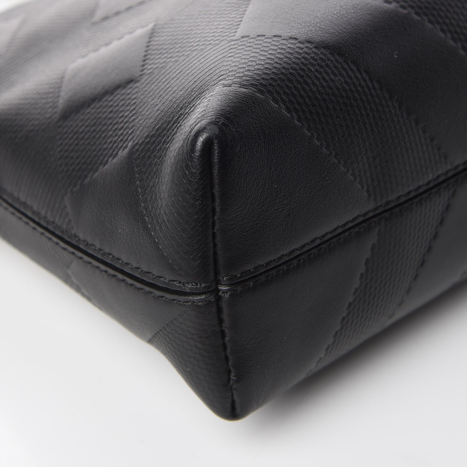 Burberry Calfskin Check Embossed Small Chichester Crossbody Clutch Bag Black 10 of 11
