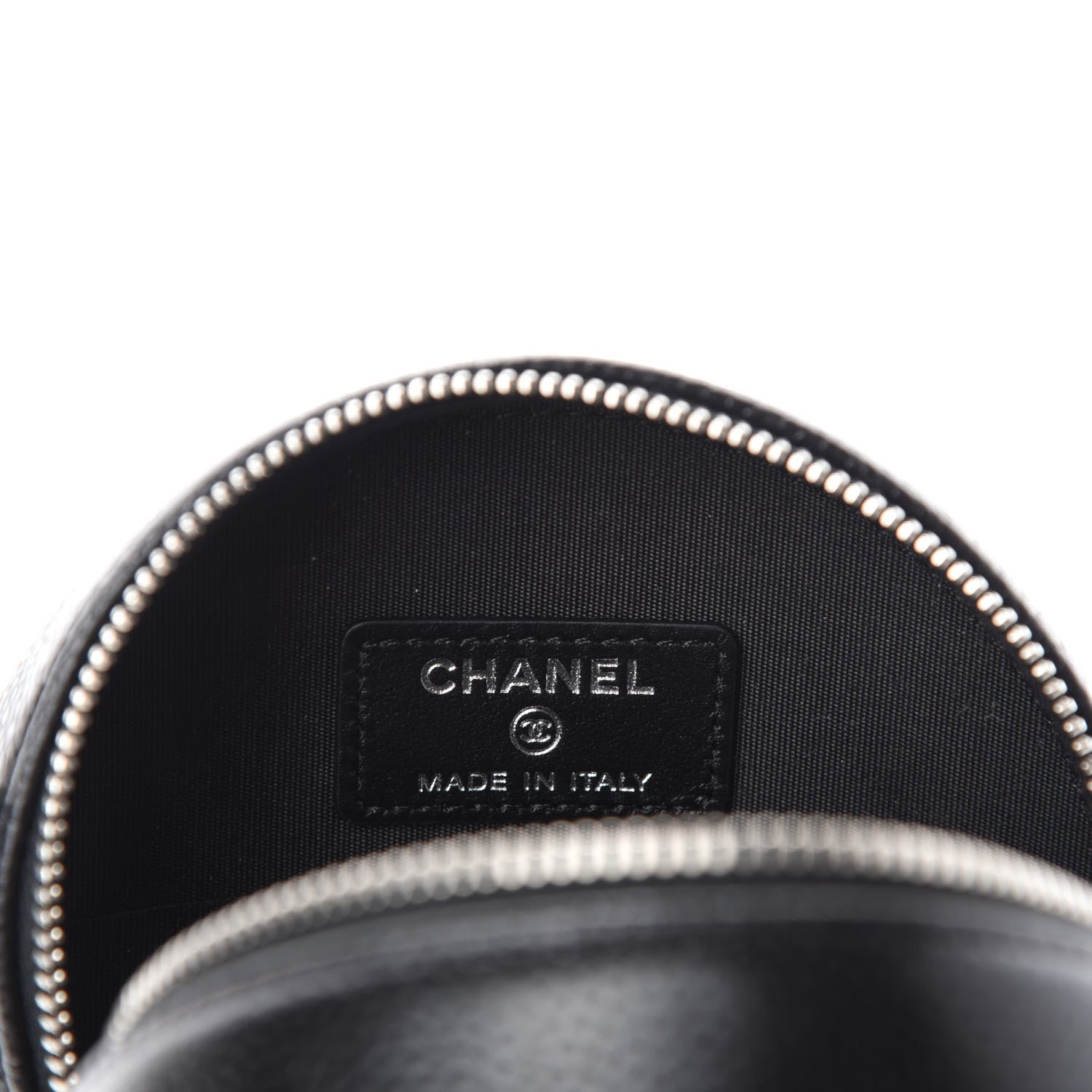 Chanel Caviar Camellia Embossed Round Clutch With Chain Black 8 of 11