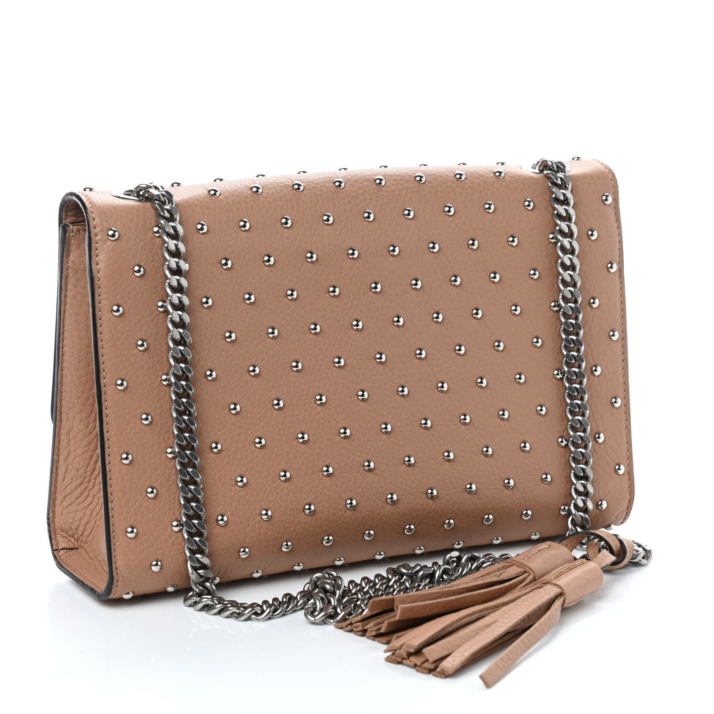 Calfskin Studded Medium Miss Bamboo Shoulder Bag Camelia
