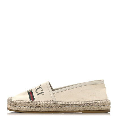 Gucci Canvas Logo Espadrilles 36 Greggio White 1 of 9
